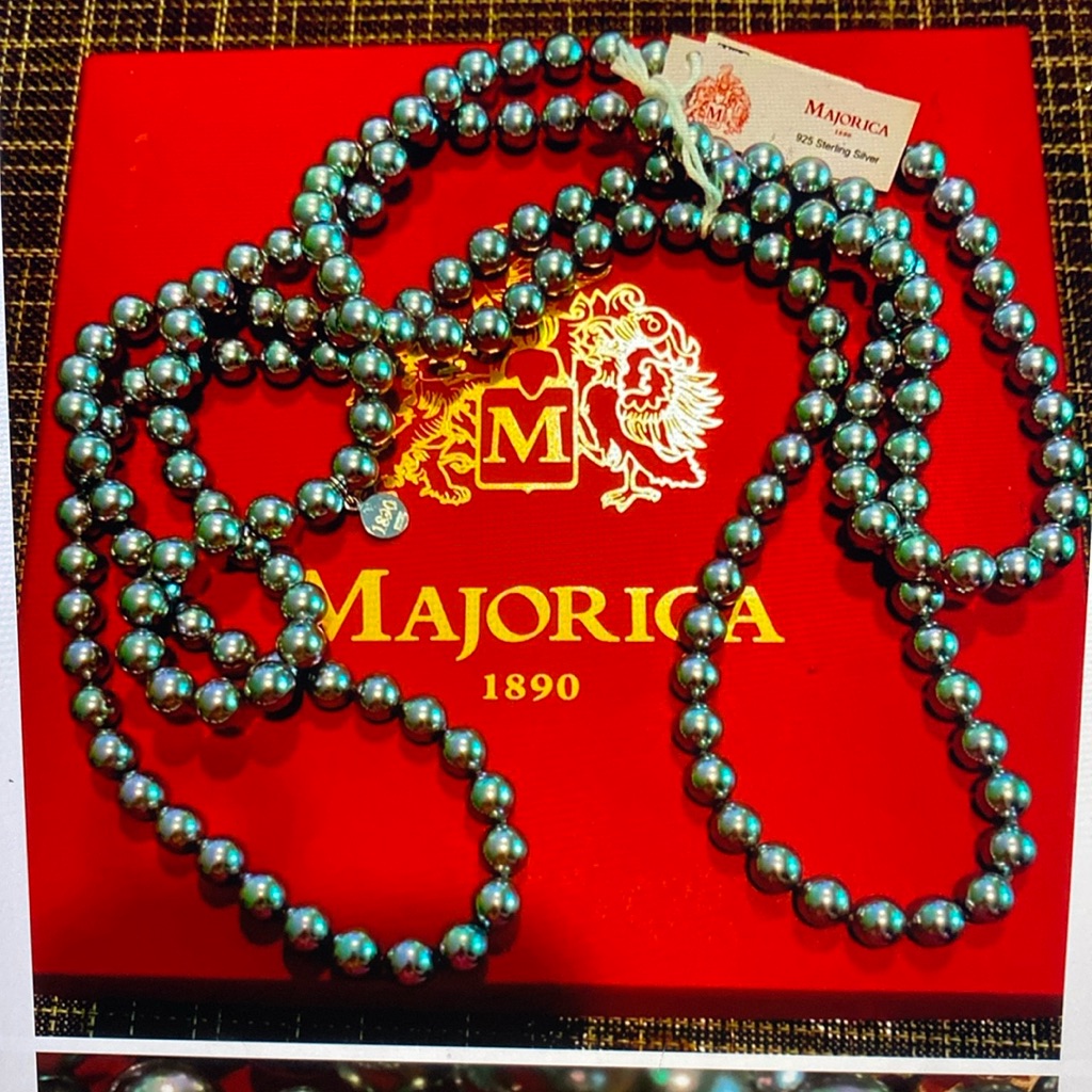 Majorica Extra Long Beautiful Pearl Necklacesterling Silver 925 New With Tags